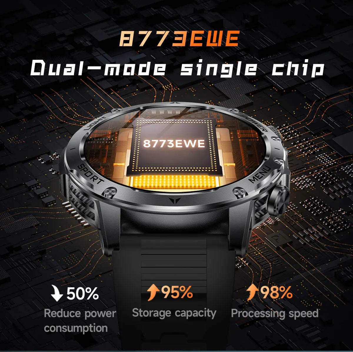 2026 New TREX3 1000mAh Large Battery Durable Adult Smart Watch Sports Fitness Waterproof LED Flashlight Call Smartwatchs For Men