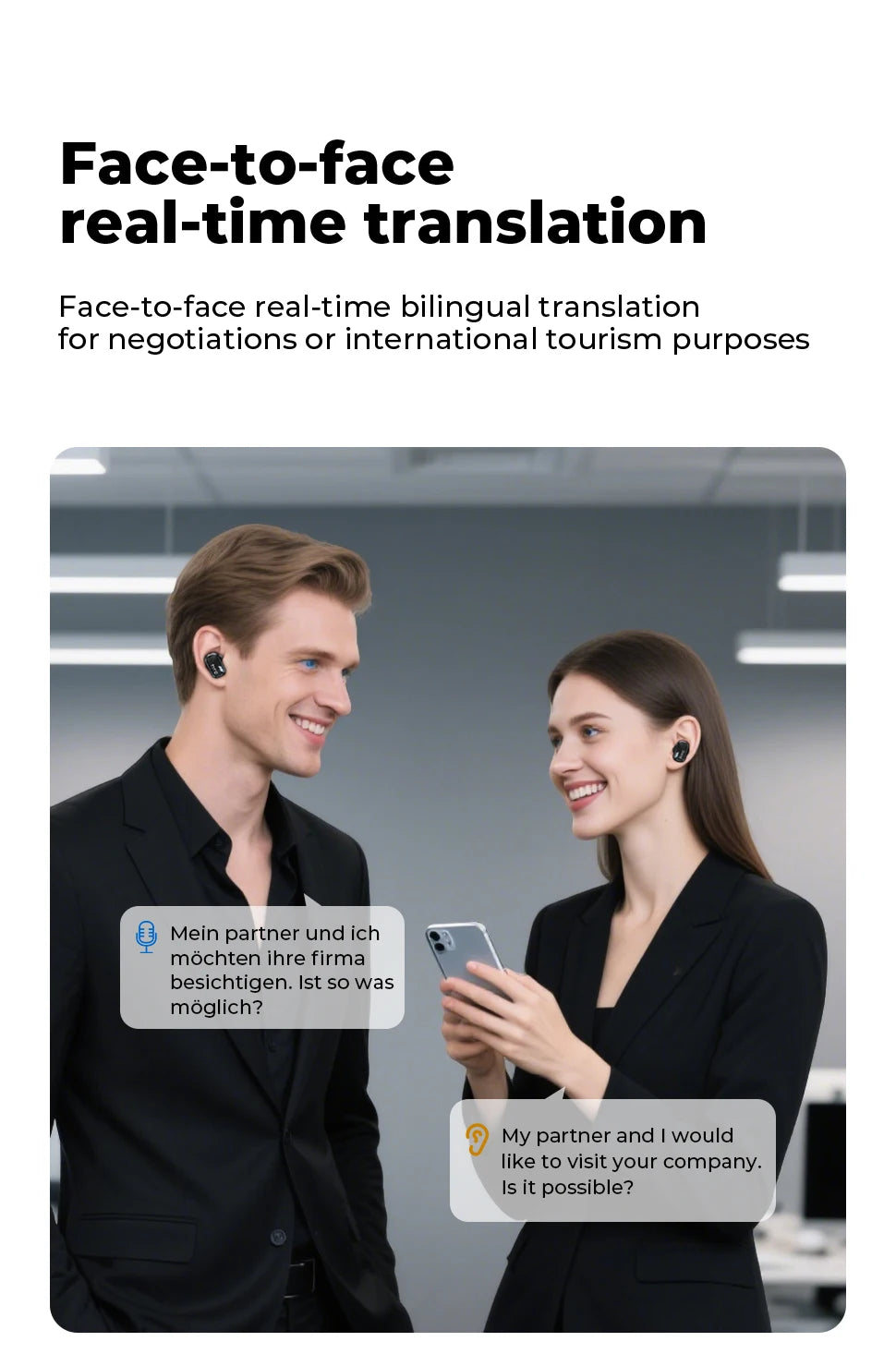 HTC NE16 AI Earphones Bluetooth V6 TWS Sports Wireless Headphones with Mic Noise Reduction HD Call AI Translator Earbuds Mini