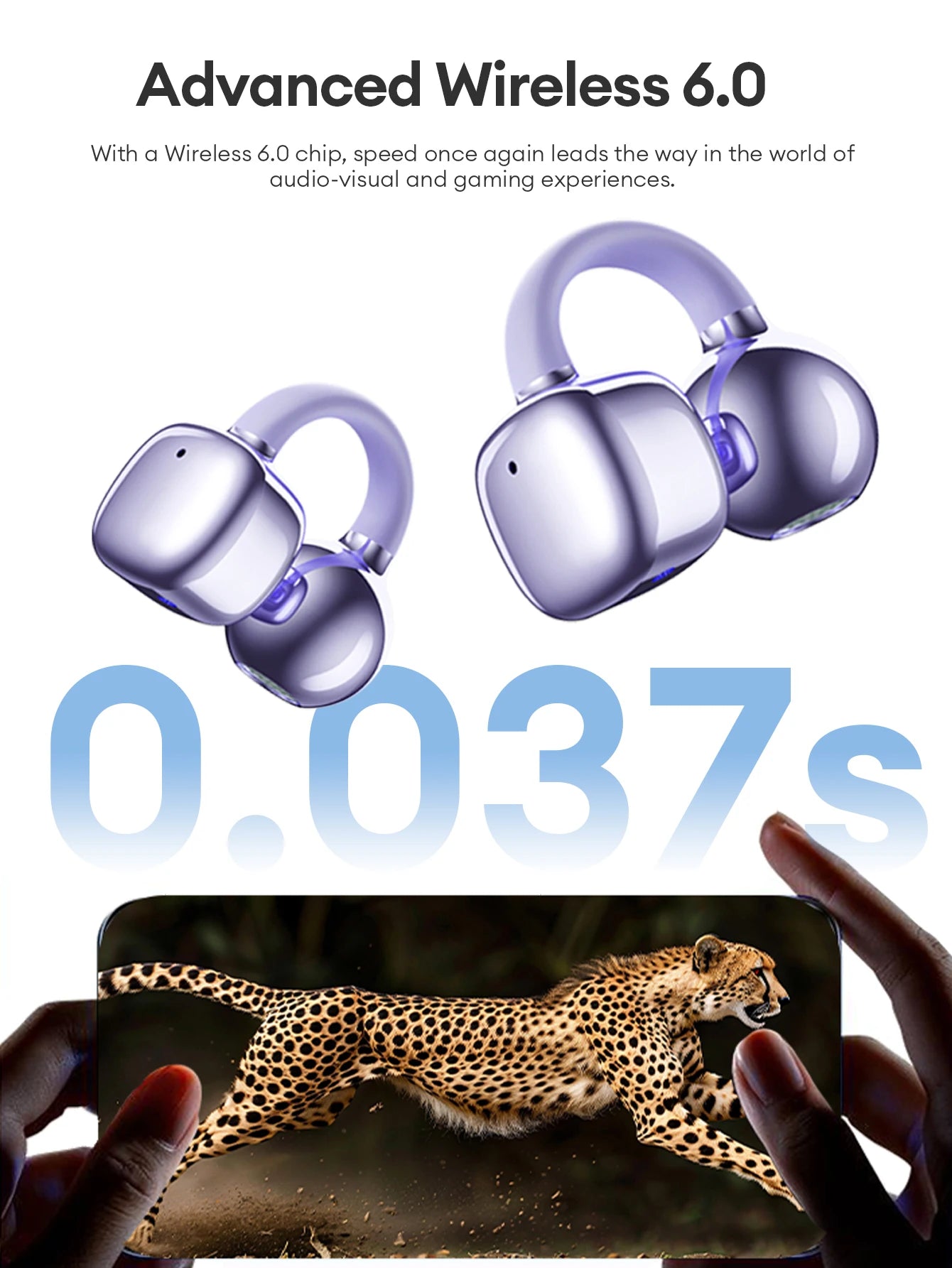 Lenovo Open Ear Wireless Earbuds Bluetooth 6.0 Comfort Clip On Gaming Sports Earphones LED Digital Power Display RS119 Pro