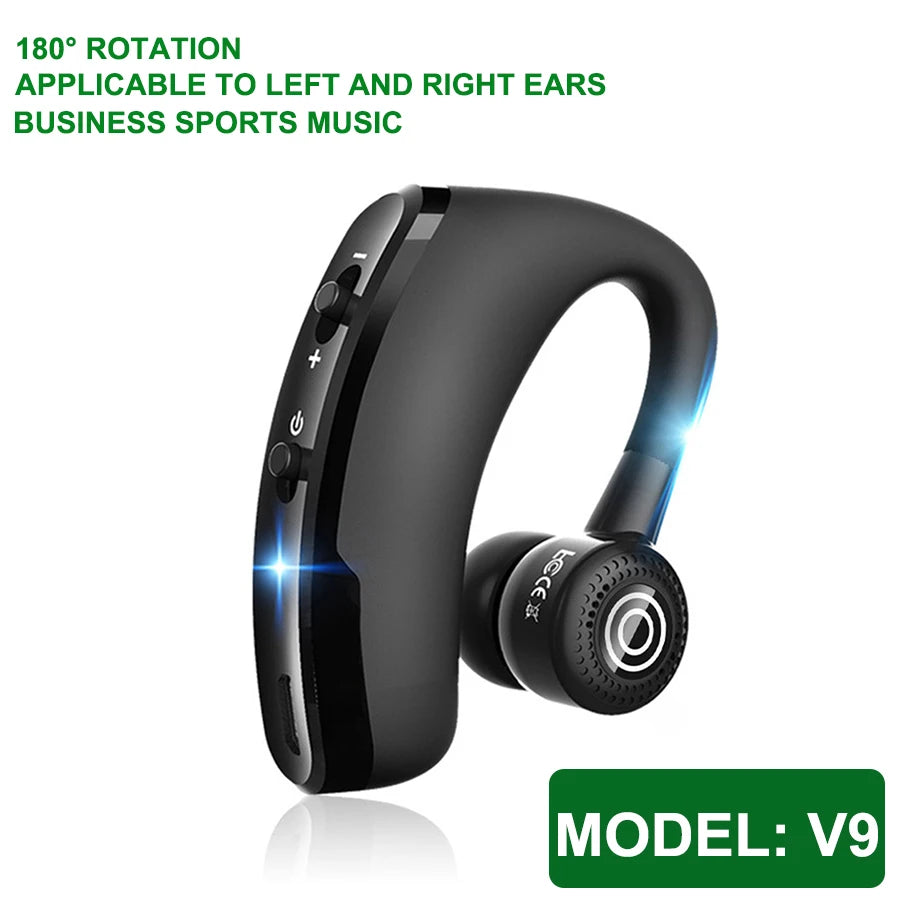 New V8/V9 Business bluetooth headset stereo HD wireless Headphone Car hands-free Earphone with HD Mic for iPhone Samsung Huawei