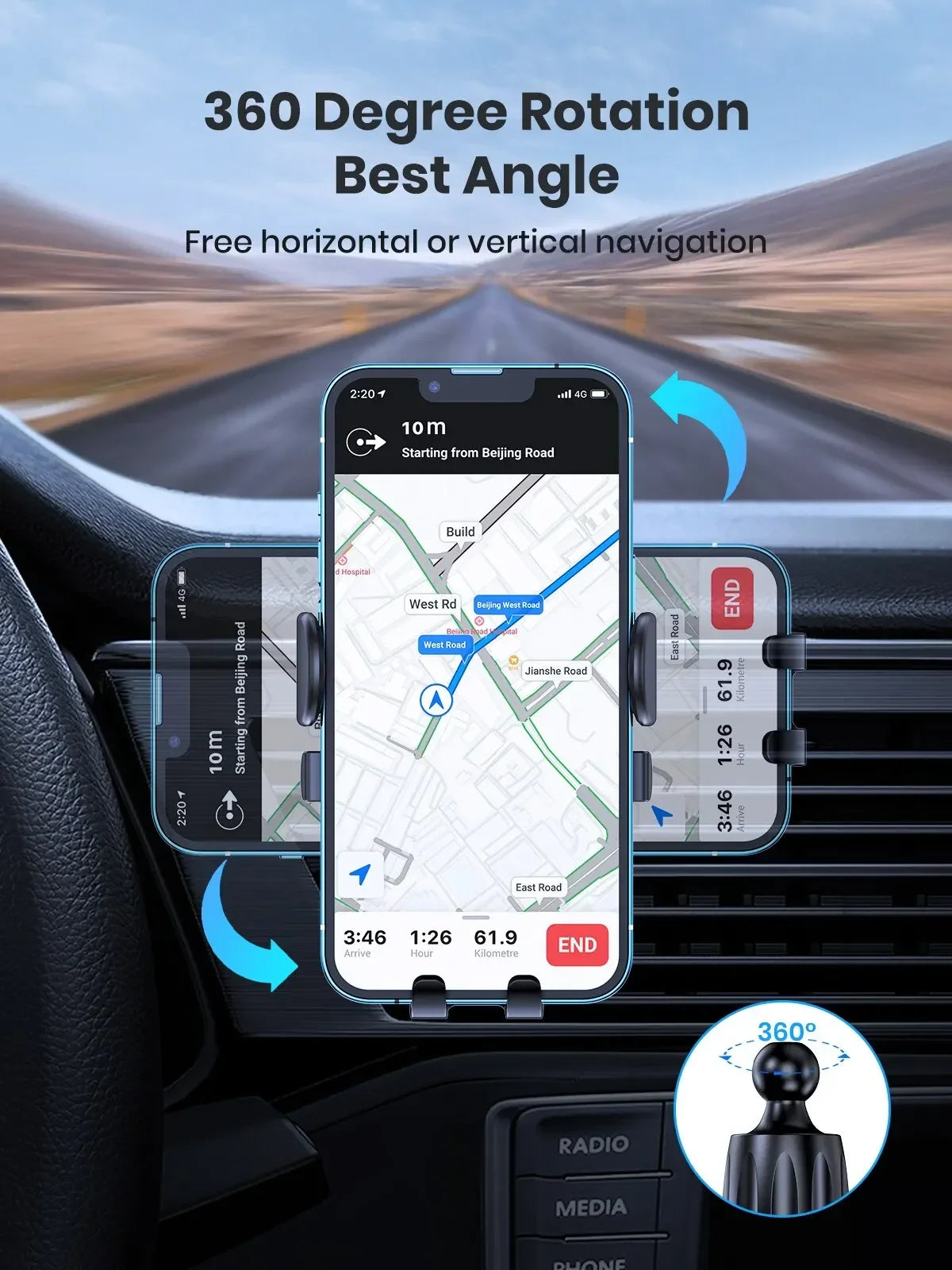 Universal Car Gravity Phone Holder Auto Clip Mount Air Vent Mobile Stand for All Phones - Eye-Friendly Plastic Car Bracket