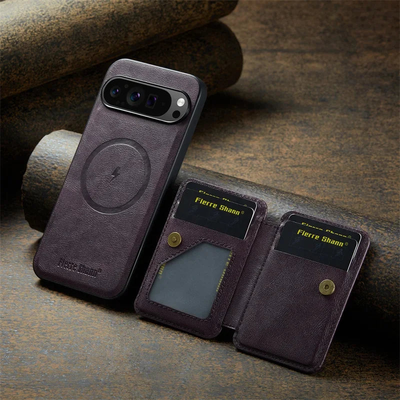 Magsafe Magnetic Leather Phone Case for Google Pixel 9 10 Pro XL 8 8A 8Pro 7 7Pro 7A Wallet Cards Slot Holder Pocket Cover