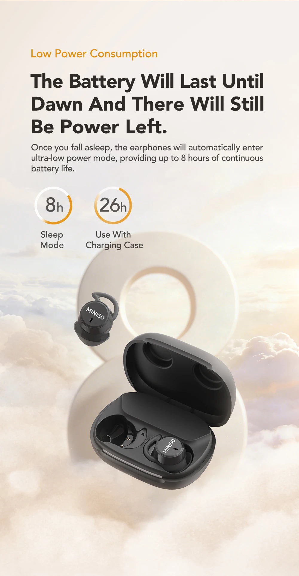Noise Reduction Wireless Bluetooth Earphones MINISO MS217  Earbuds 50Hrs Playback Comfortable AI Translation for 150+ Languages