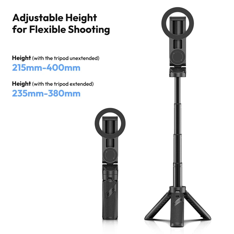 Ulanzi JJ03 Magnetic Phone Tripod Stand Wireless Selfie Stick Desktop Support Bluetooth for iPhone 16/15/14/13 pro Max with Grip