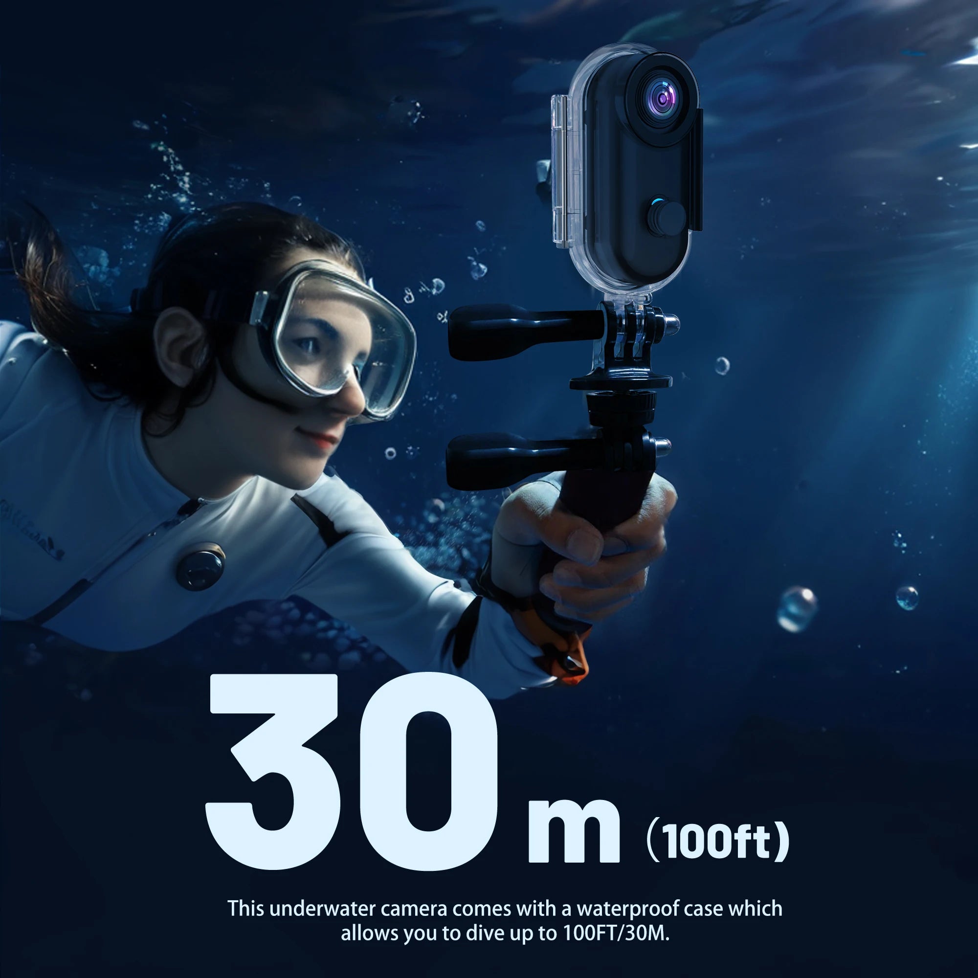 4K Mini WIFI Action Camera 128GB Black Portable Thumb Video Recorder with IPX7 Waterproof Helmet Mount for Vlogging
