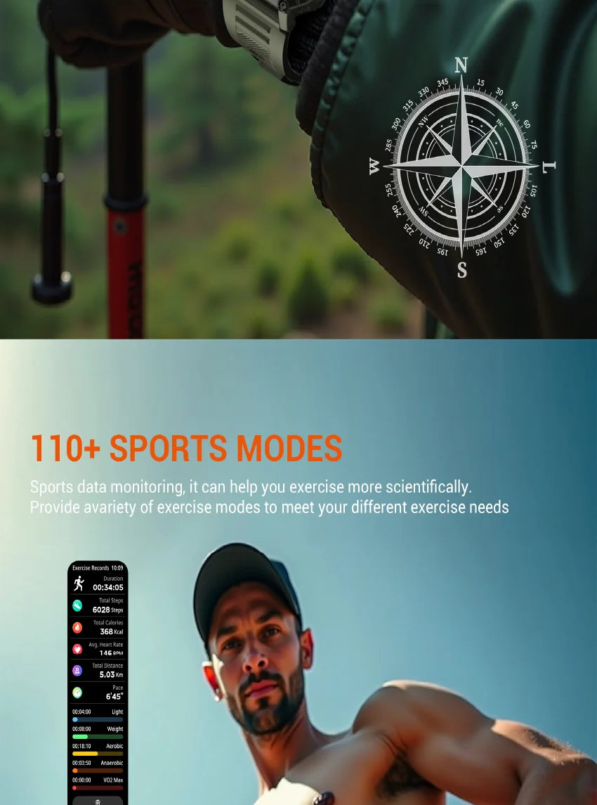 2025 New W70 Pro Outdoor Smartwatch 900mAh 2.01'' TFT HD Screen Waterproof Women Men Watches with Emergency Lighting Compass