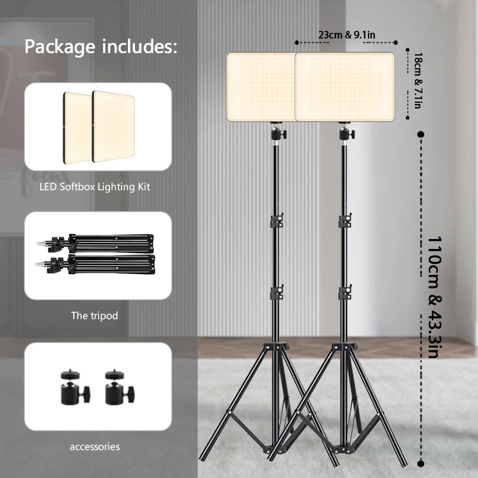 LED Video Conference Lighting with Tripod Bi-Color Selfie Light for Photo Studio Live Streaming TikTok Zoom Eye-catching Photo Studio Lamp