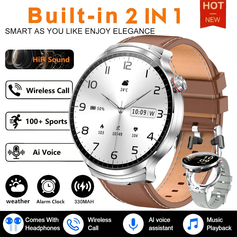 2026 T-REX3 New 2 in 1 Smartwatch With Earbuds Smartwatch TWS Bluetooth Earphone Heart Rate Blood Oxygen Monitor Sports Watch