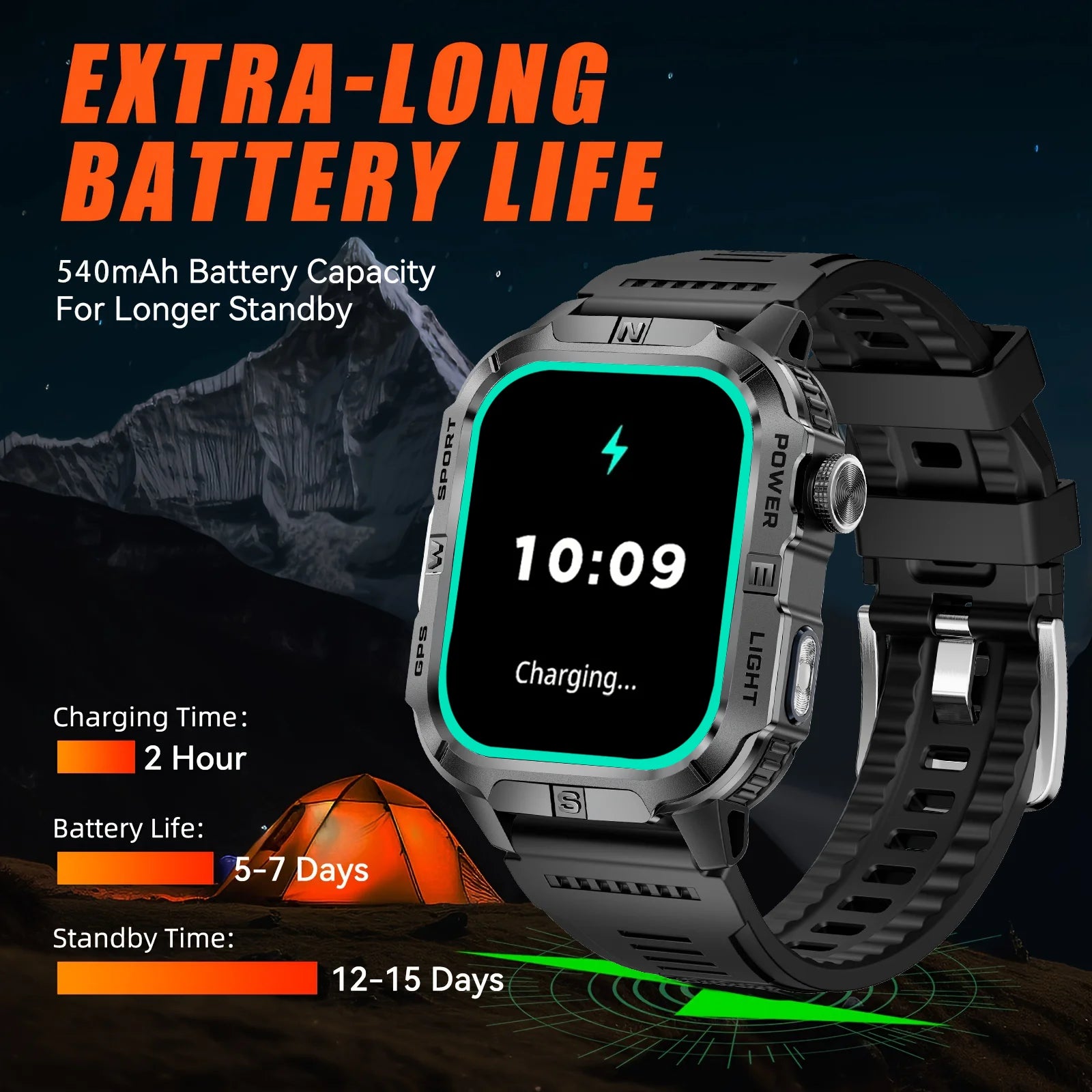 2.01-HD AMOLED GPS Smart Watch 3ATM Waterproof Built-in Dual-band GNSS Altitude Compass Military Sport Smartwatch Men 2025 New