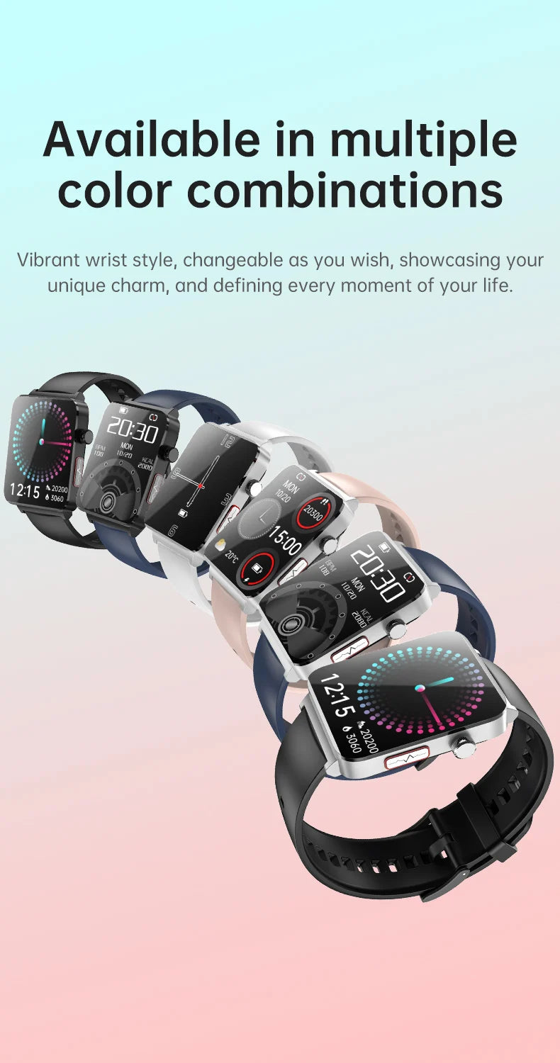 KS03 PRO Health Smart Watch For Men Women Bluetooth Calling Fitness Tracker Smartwatch E/C/G Test Outdoor 1.96" Large Screen SOS