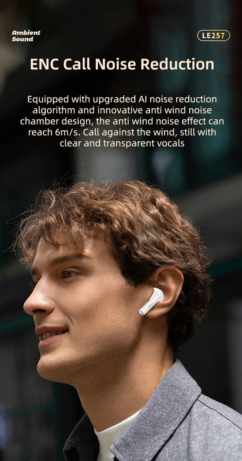 Lenovo Headphones TWS Wireless Bluetooth 6.0 HiFi Sound ENC Call Noise Reduction Earphones Gaming Sports Headset With Mic New