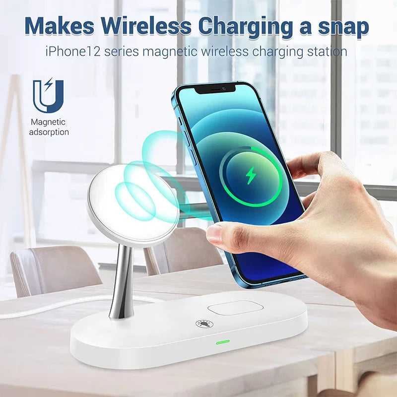 3-in-1 Wireless Charging Stand – Fast Charger for iPhone 17/16/15/14/13/12, Apple Watch & AirPods, Magnetic Charging Station Dock.