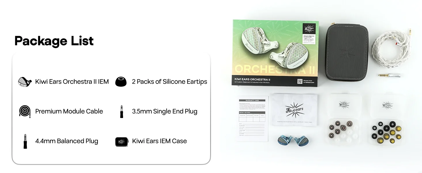 Linsoul Kiwi Ears Orchestra II 10BA Professional In-Ear Monitor with Superlative Tonal Balance Total Noise Isolation Made