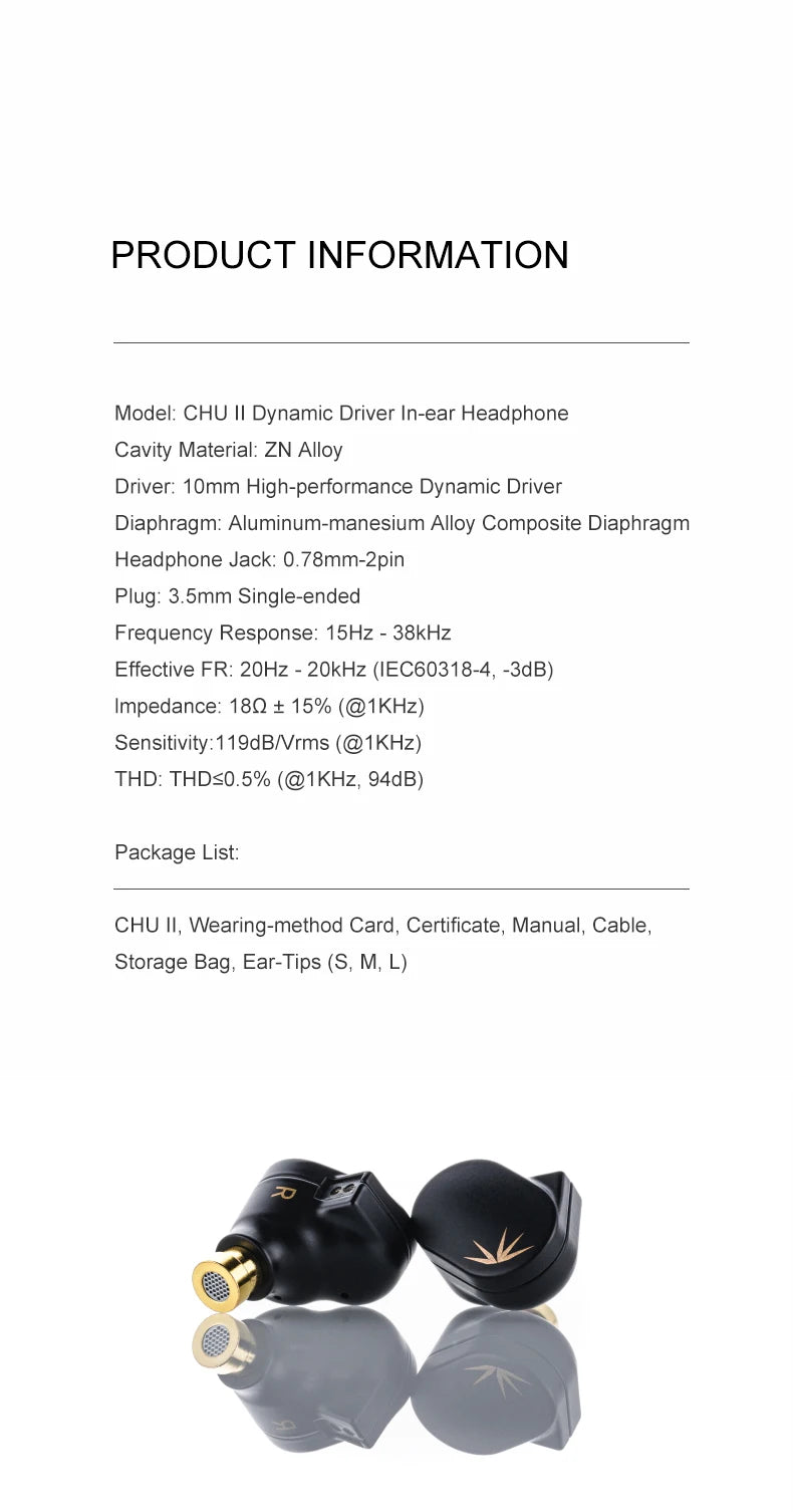 MOONDROP CHU II High Performance Dynamic Driver IEMs Earphones Interchangeable Cable in-Ear Hifi Headphone