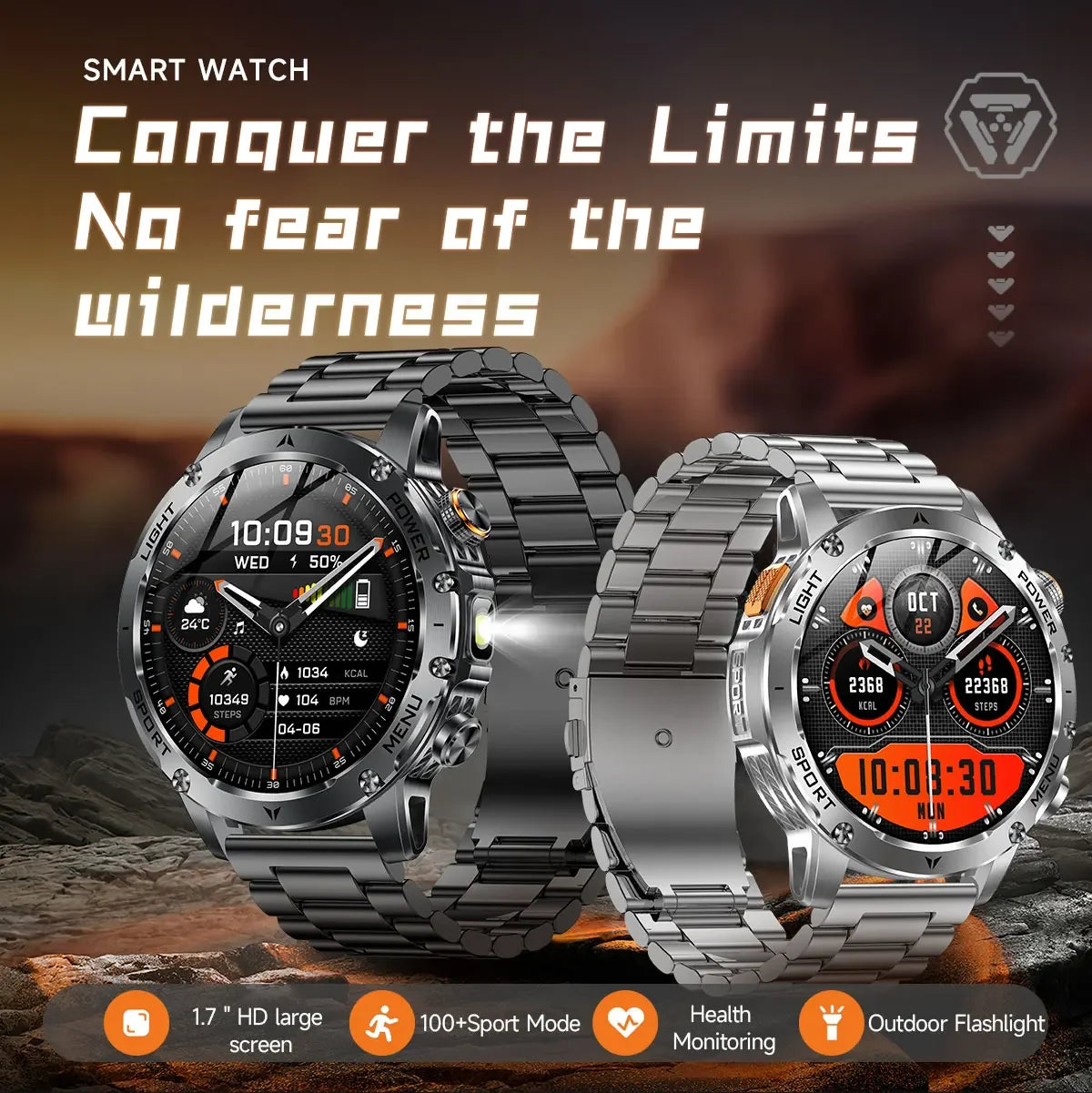 2026 New TREX3 1000mAh Large Battery Durable Adult Smart Watch Sports Fitness Waterproof LED Flashlight Call Smartwatchs For Men
