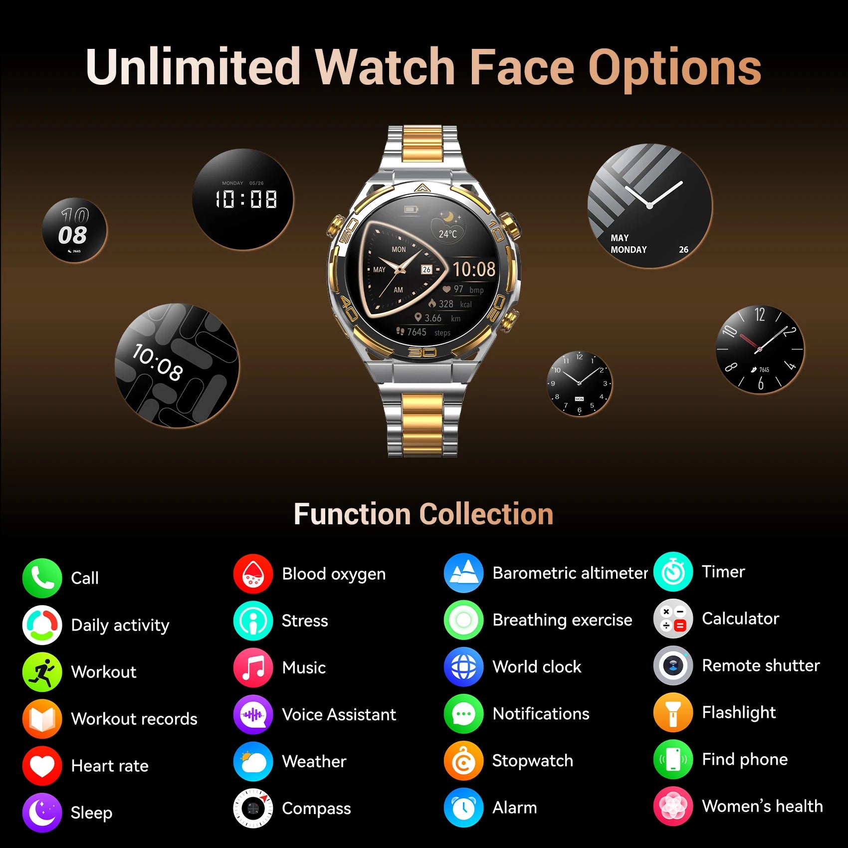 New Blackview W90 Pro GPS Smart Watch 1.43" HD AMOLED Display, 900mAh/ 20Days Standby Bluetooth Waterproof Sport Watch for Men