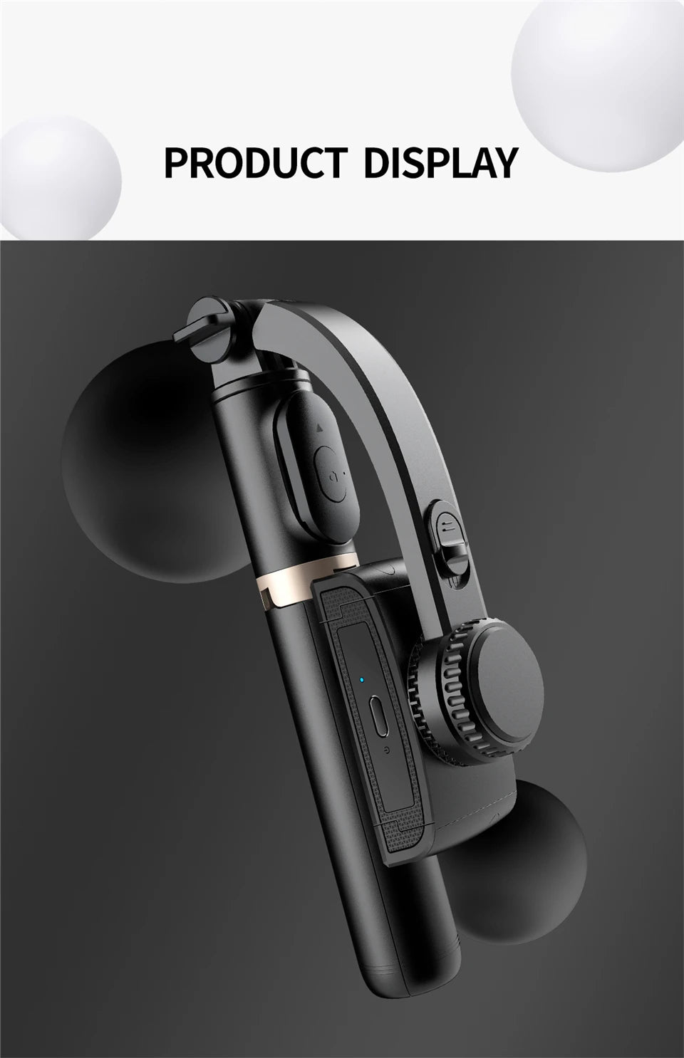FANGTUOSI Mobile Video Stabilizer Bluetooth Selfie Stick Tripod Gimbal for Smartphone Live Streaming Vertical Shooting Bracket