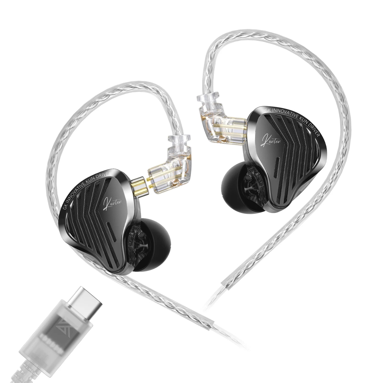 GK KUNTEN Dynamic Drive Headphones HIFI Heavy Bass Earbuds Sports Metal Headphones Detachable Headphones 2PIN KZ Zenith EDX