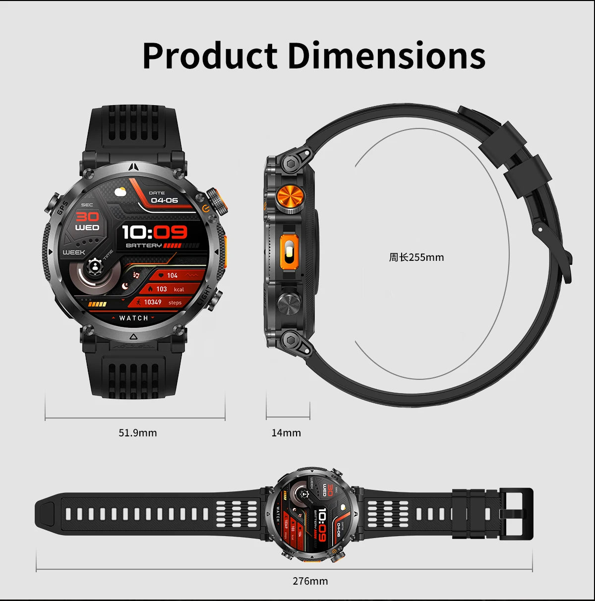 2026 New Military GPS Sports Smart Watch Men Compass 3ATM Waterproof Swim Fitness Tracker AMOLED HD SmartWatches 850Mah Battery