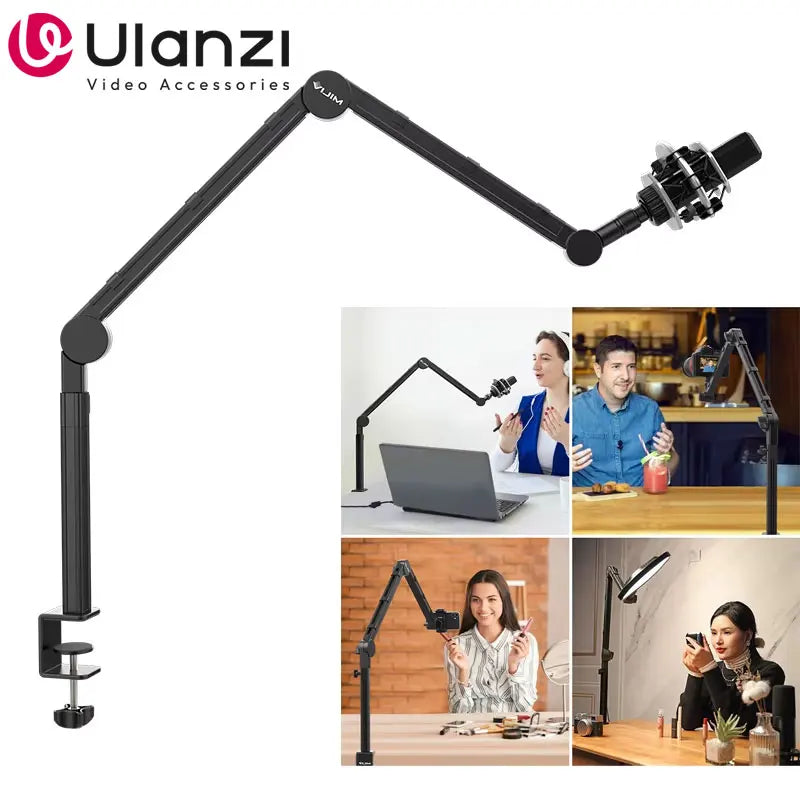 Ulanzi Vijim LS24 Microphone Boom Arm Stand Desktop Adjustable For DSLR Camera Smartphone Fill Light Microphone Holder Mount
