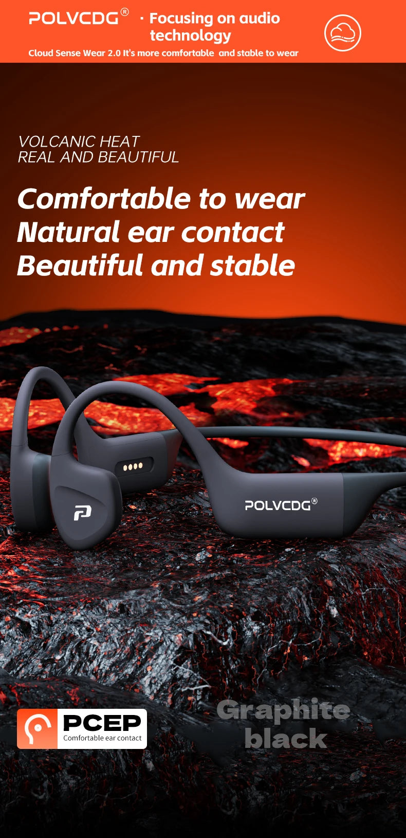 POLVCDG bone conduction earphones IPX8 waterproof 32GB memory Bluetooth 5.4 silicone material 2024 new product X16