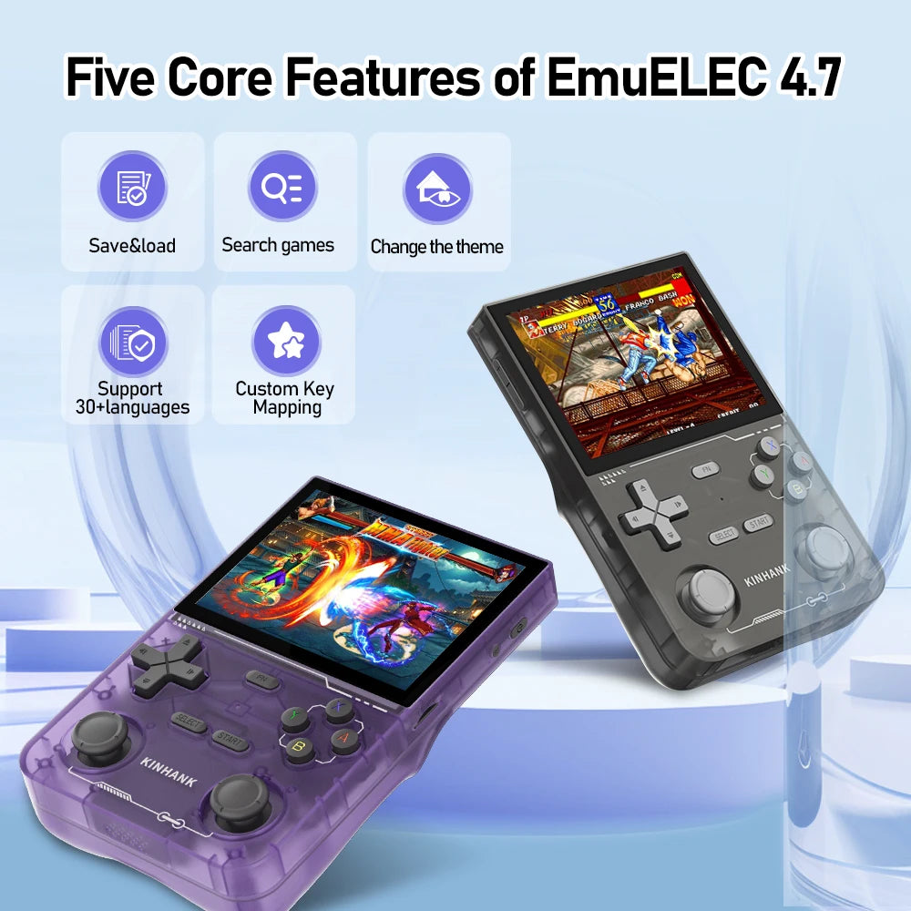 KINHANK K36 Open Source Handheld Game Console 3.5 Inch IPS Screen 9000 Games Emulator for PS1/PSP/DC/N64/SS - 256G Expandable Storage