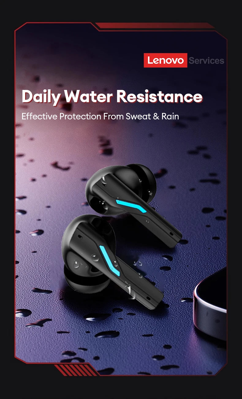 Lenovo Gaming Headset Bluetooth 6.0 Wireless Earphones Low Latency Noise Reduction Esports Headphone Waterproof 24H Battery Life