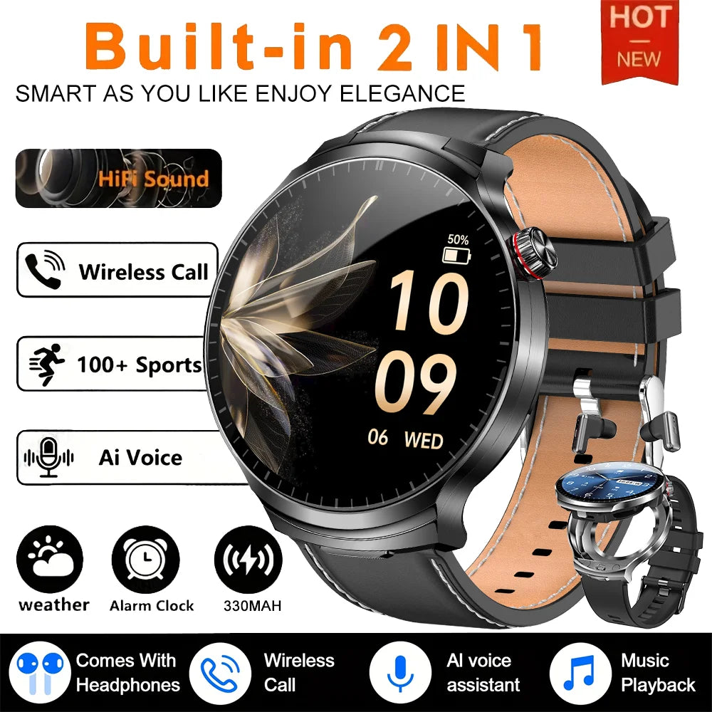 2026 T-REX3 New 2 in 1 Smartwatch With Earbuds Smartwatch TWS Bluetooth Earphone Heart Rate Blood Oxygen Monitor Sports Watch