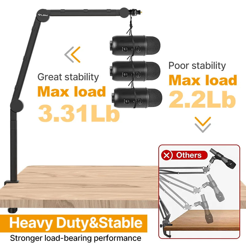 Ulanzi Vijim LS24 Microphone Boom Arm Stand Desktop Adjustable For DSLR Camera Smartphone Fill Light Microphone Holder Mount
