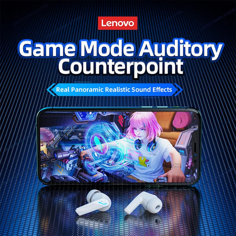 Choice Lenovo GM2 Pro TWS Wireless Bluetooth V5.3 Earphone HD Call Low Latency Headphones Dual Mode Music Gaming Earbuds GM2PRO