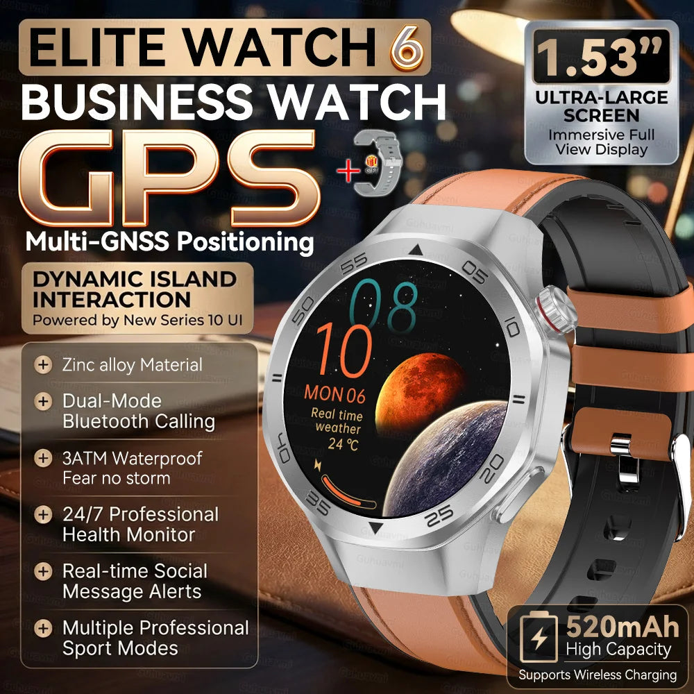 2026 New Luxury GPS Smart Watch Men Compass Altimeter 3ATM Waterproof Health Monitor Bluetooth Call Business Sports Smartwatch