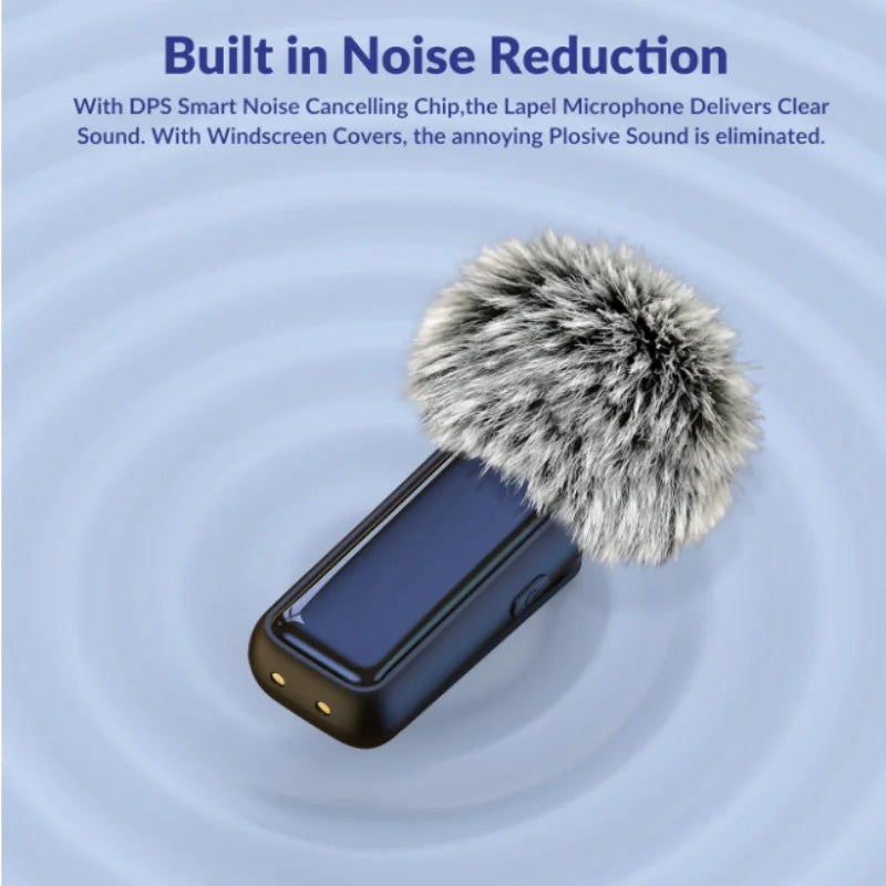 NPTCL Wireless Lavalier Microphone for iPhone Android Phone - USB Type C Mini Microphone with 24H Charging Case Noise Reduction
