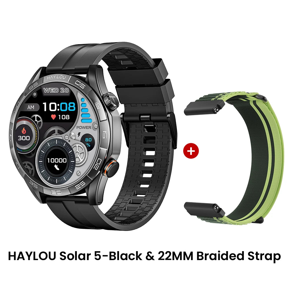 HAYLOU Solar 5 Smartwatch 1.58'' AMOLED Display 60Hz Refresh Rate 24H Health Monitoring Voice Calling 100+ Sports Modes Black/Silver