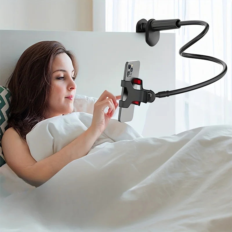 Flexible Gooseneck Phone Holder Lazy Bedside Desktop Clamp Bracket with Long Arm And Handle for Overhead Live Streams