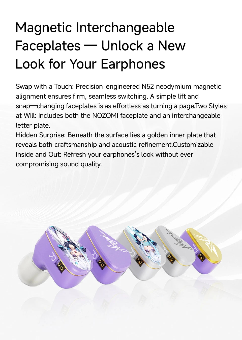 CVJ NOZOMI In-Ear Earphones 2DD+1PD New Planar 3 Unit HIFI Earbuds Interchangeable Panel Nozzle (Anime Collaboration)