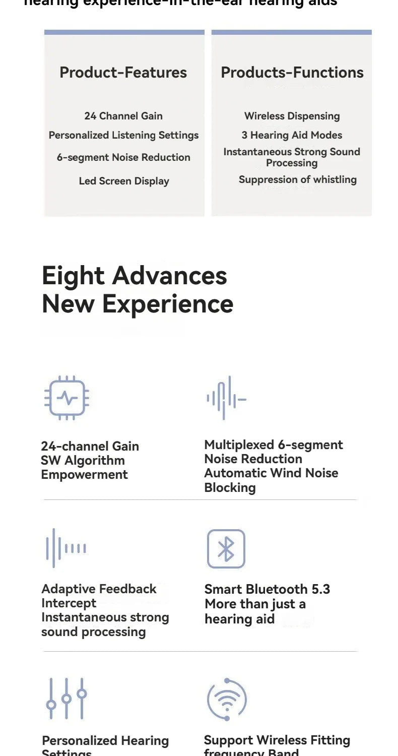 ITE Hearing Aids Rechargeable,Bluetooth Hearing Aids for Seniors with Smart App Enabled Call iOS/Android,Authentic Sound Quality