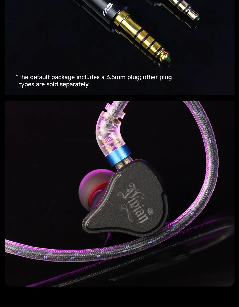 CVJ Vivian In Ear Earphones10mm Dual Magnetic Sound 3 Tuning Modes Music Movies Gaming Ergonomic Design Ideal for HiFi Upgrade