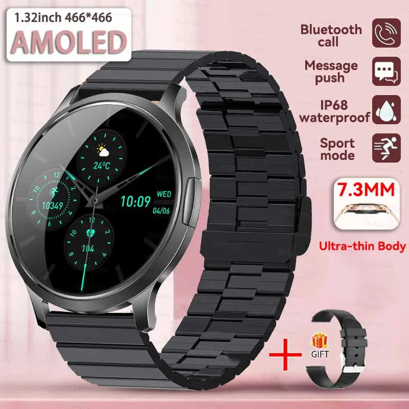 2025 New 1.32inch AMOLED Smart Watch Women GPS Trajectory Heart Rate Bluetooth Call Always Display Lady Smartwatches Men For IOS
