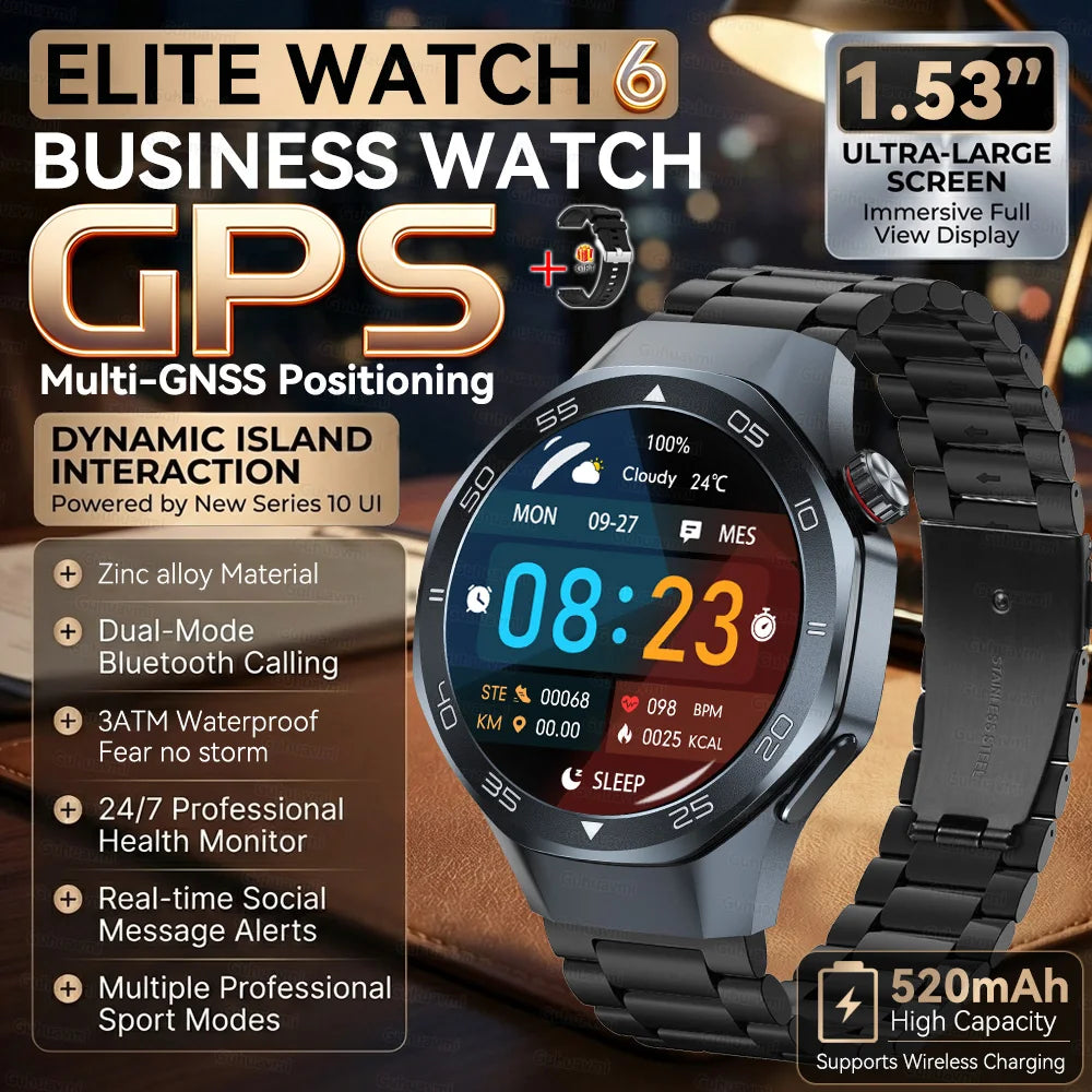 2026 New Luxury GPS Smart Watch Men Compass Altimeter 3ATM Waterproof Health Monitor Bluetooth Call Business Sports Smartwatch