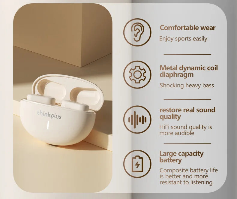 New Original Lenovo LP19  Bluetooth 5.1 Earphones TWS Sports Headphones Wireless In-Ear Earbuds Dual HD Microphone Headset