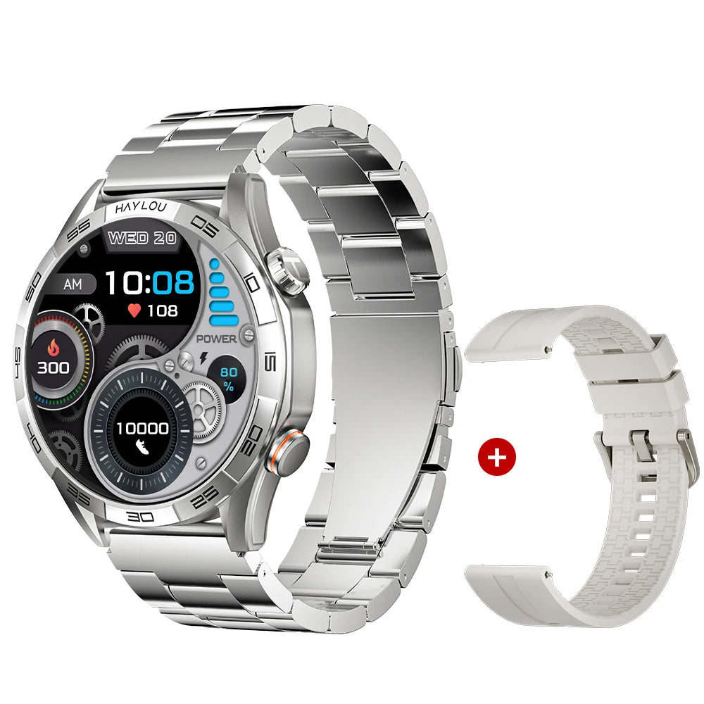 HAYLOU Solar 5 Smartwatch with 1.58'' AMOLED Display 60Hz Refresh Rate 24H Health Monitoring Voice Calling Sports Modes for Men Black/Silver