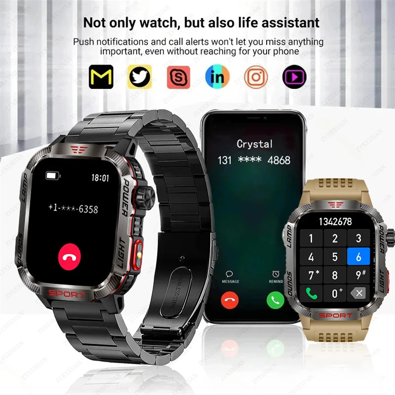 2026 Military Smart Watch with GPS Compass Waterproof Bluetooth Call Functionality And GPS Sport Tracker for Outdoor Activities