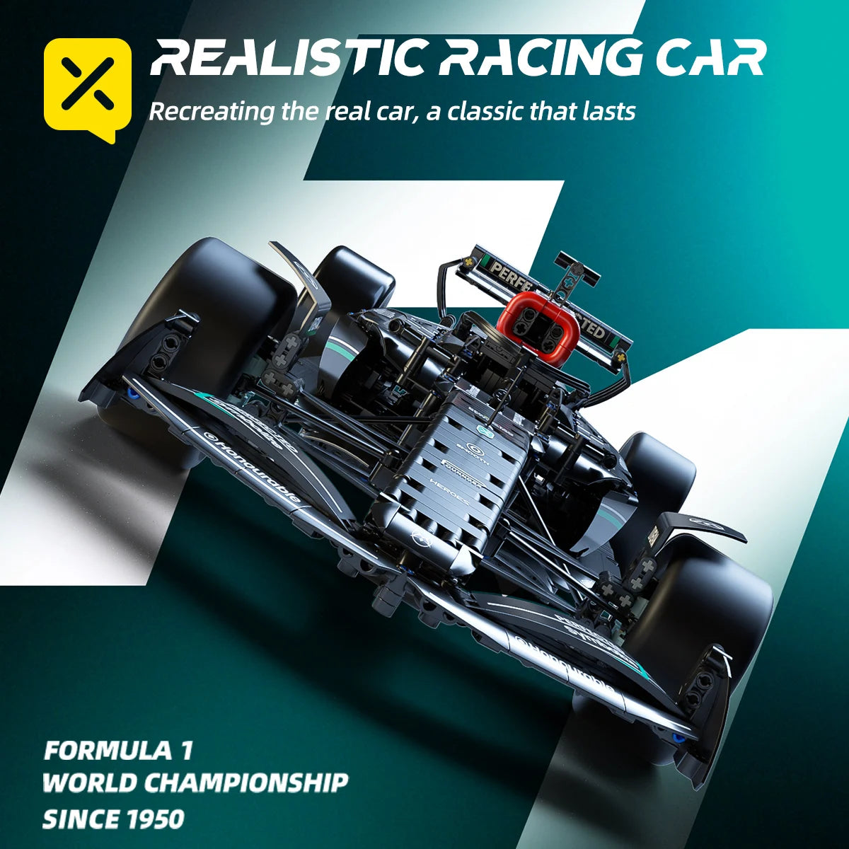 Kbox 1:8 Scale Black Gold F1 Racing Car Building Block Set