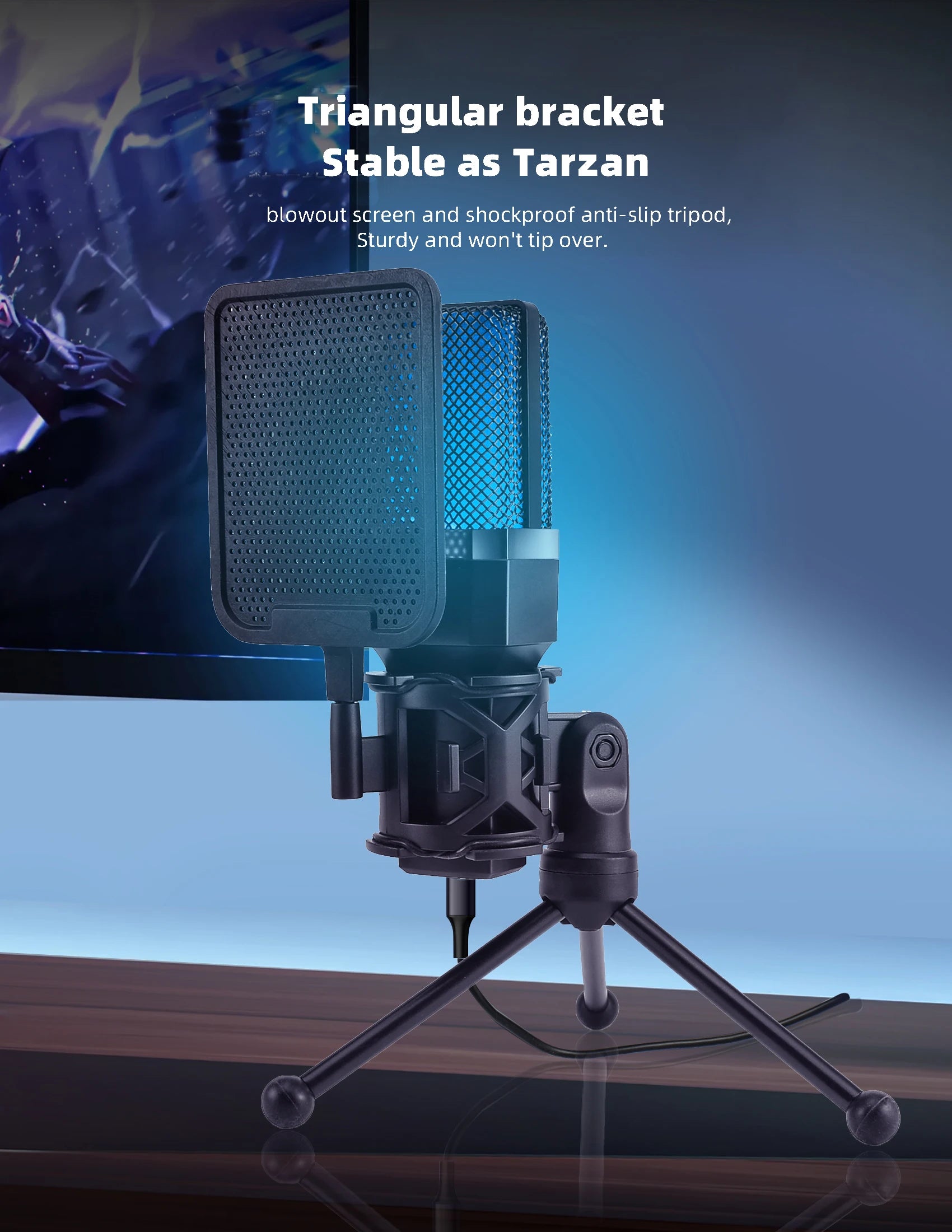 Professional USB Condenser Microphone Kit – Gaming & Podcast Mic for PC/Laptop, Wired Studio Recording Mic for Streaming, Karaoke & Voice Overs.