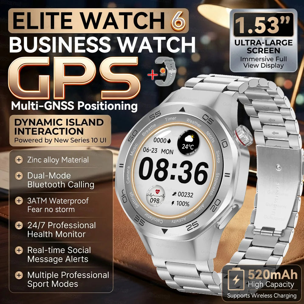 2026 New Luxury GPS Smart Watch Men Compass Altimeter 3ATM Waterproof Health Monitor Bluetooth Call Business Sports Smartwatch
