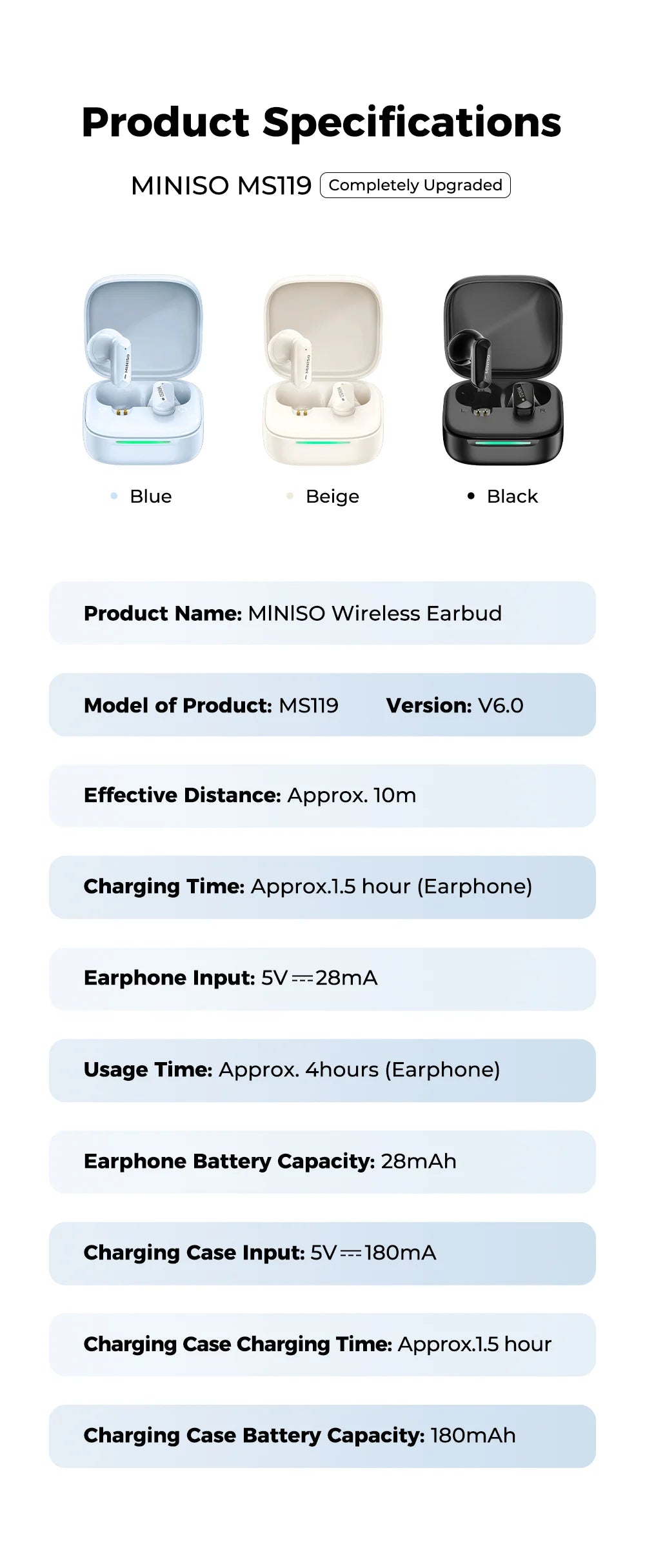 MINISO MS119 Wireless Bluetooth Earphones Ai Translator Headphones Low latency Earbuds 50Hrs Playback More Comfortable to wear
