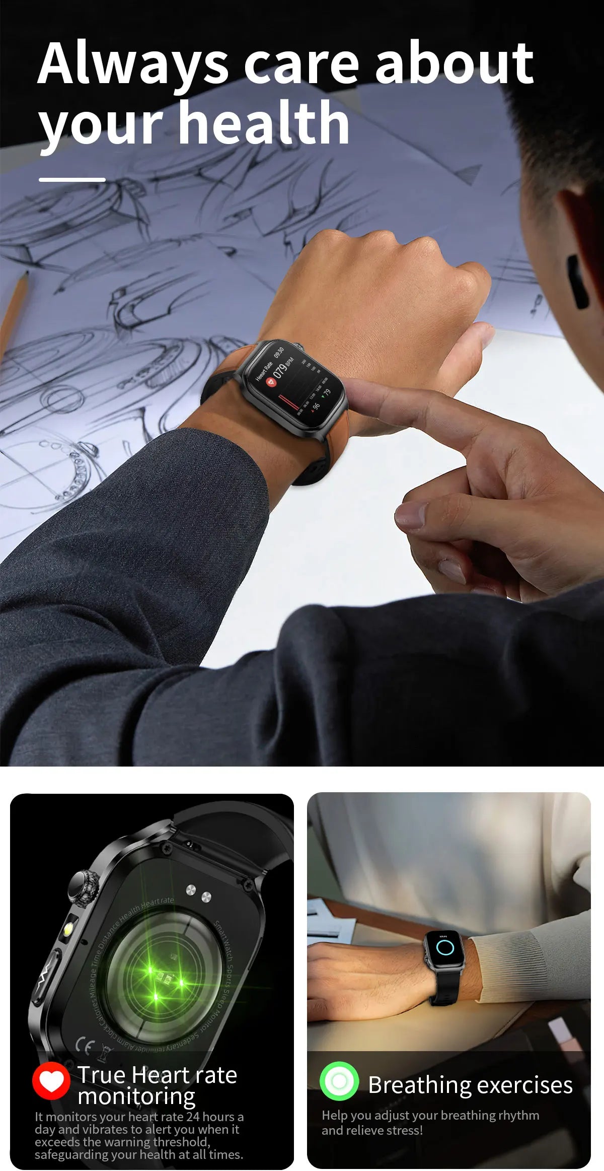 2026New Smart Watch Men Women AI Human Health diagnosis ECG+HRV Blood Pressure Uric acid Blood lipid Bluetooth Call Smartwatch