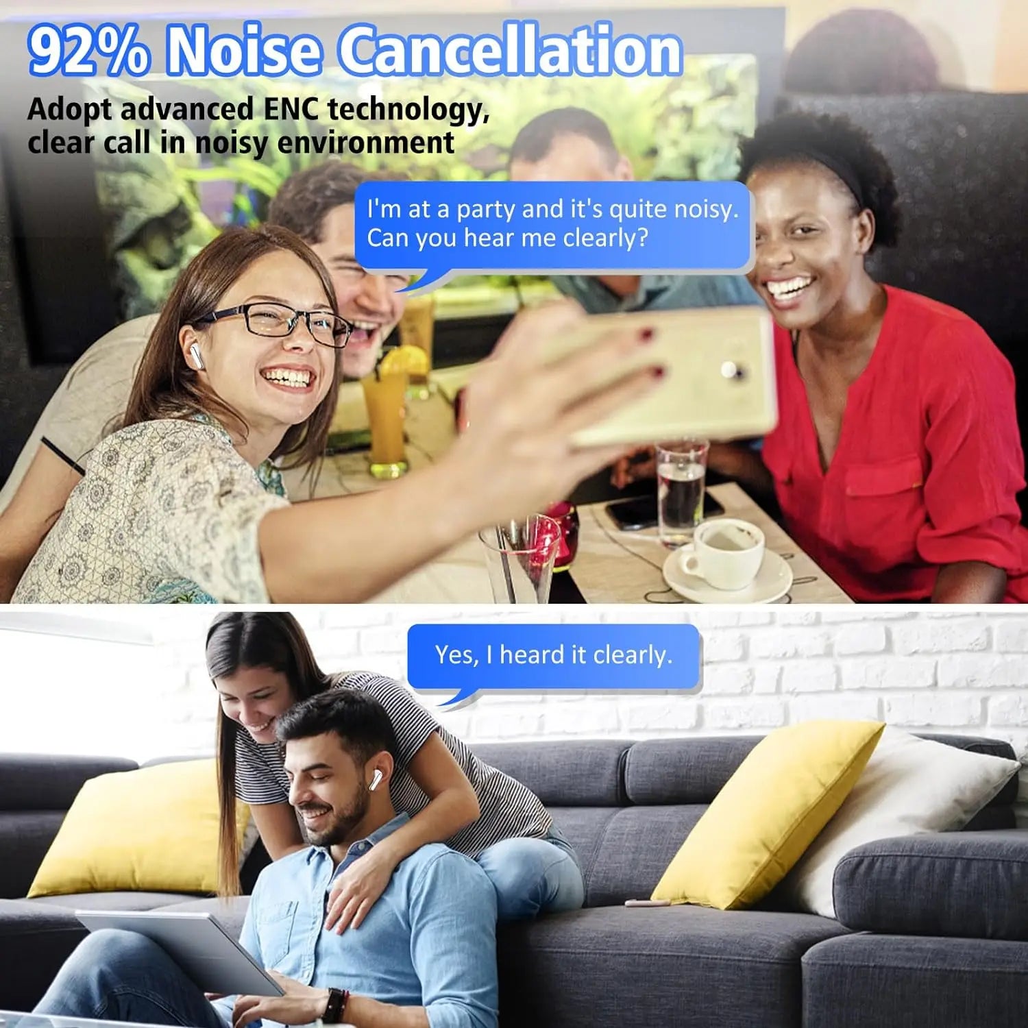 Hybrid Active Noise Cancelling Wireless Earbuds Bluetooth Earphones,in Ear Wireless Headphones ANC, TWS Bluetooth 5.3 Headsets