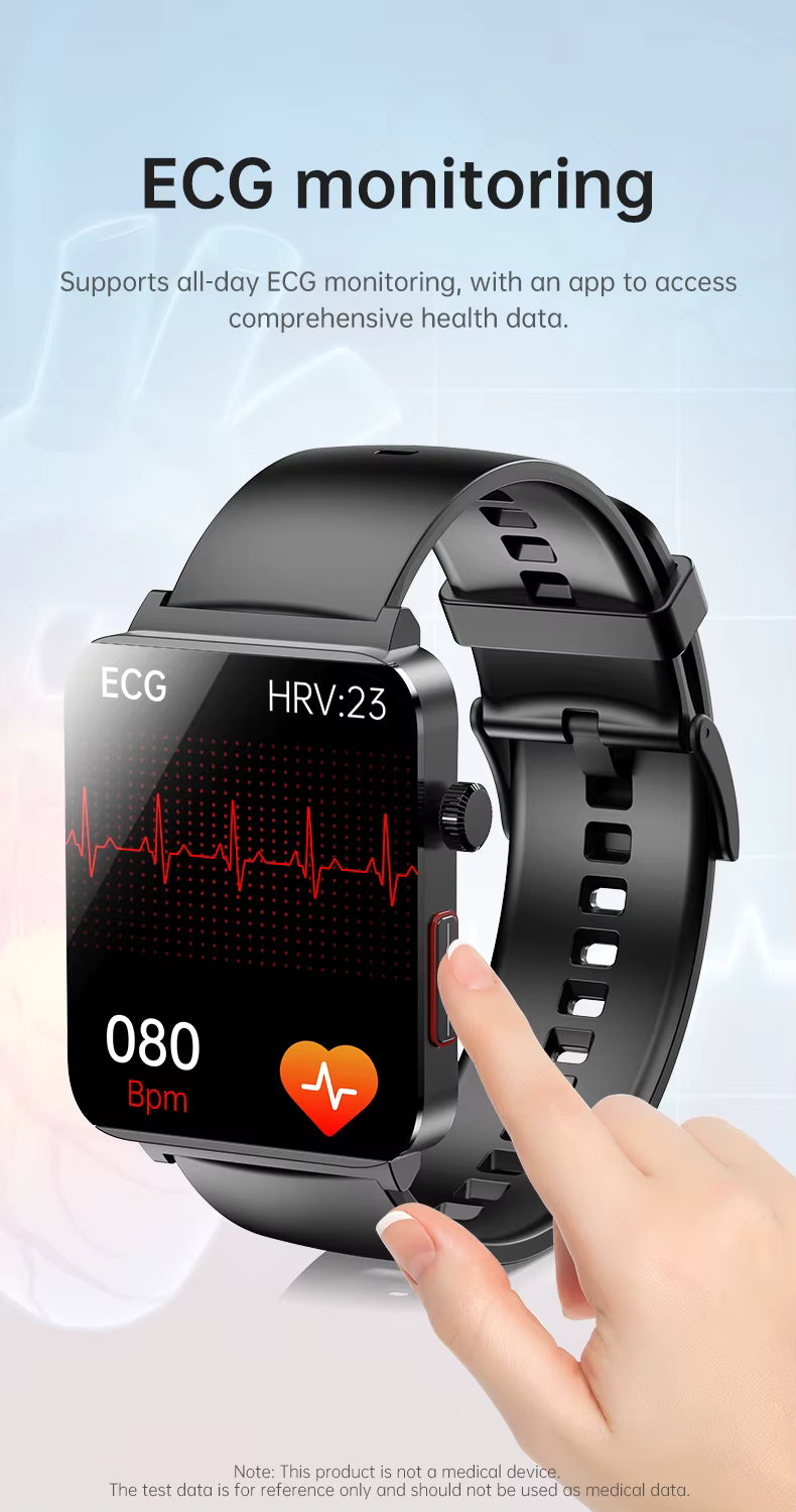KS03 PRO Health Smart Watch For Men Women Bluetooth Calling Fitness Tracker Smartwatch E/C/G Test Outdoor 1.96" Large Screen SOS
