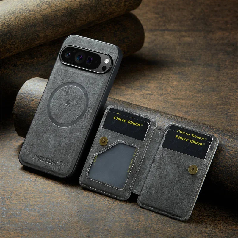 Magsafe Magnetic Leather Phone Case for Google Pixel 9 10 Pro XL 8 8A 8Pro 7 7Pro 7A Wallet Cards Slot Holder Pocket Cover
